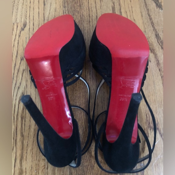 Christian Louboutin Black Suede Heels Sz 39 1/2 - Picture 6 of 9